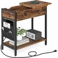 thumbnail image 1 of VASAGLE Side Table with USB Ports & Power Outlets, Flip Top End Table with Charging Station, Rustic Brown and Black, 1 of 6