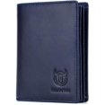 thumbnail image 1 of BULLCAPTAIN Large Capacity RFID Blocking Genuine Leather Wallet Black QB-027, 1 of 6