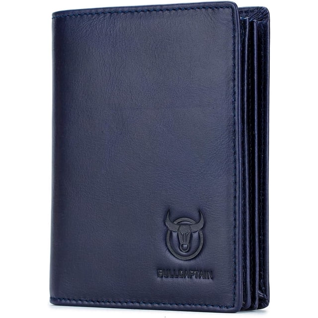 BULLCAPTAIN Large Capacity RFID Blocking Genuine Leather Wallet Black QB-027