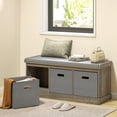 thumbnail image 2 of HOMCOM Shoe Bench with Cushion Seat, 3 Fabric Drawers, Washed Grey, 2 of 10