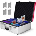 thumbnail image 1 of Trading Card Storage Box with Combination Lock, Toploader Storage Box for 3" X 4" 35pt Rigid Cards, Top Loader Storage Hard Case, Sports Card Case (Holds 600+ Toploaders, Black), 1 of 12