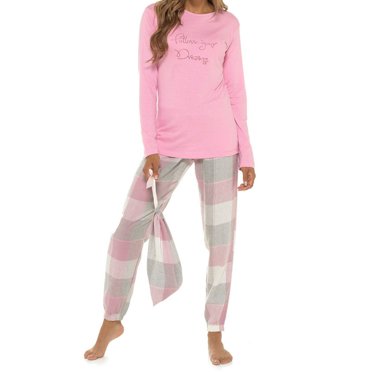 Ensemble de Pyjama pour Femmes, Pyjamas Confortables et Doux pour Dames, Tenue d'Intérieur, Vêtements de Nuit, Pyjama, Tenue de Sommeil, Ensembles, Slogan Rose 20-22