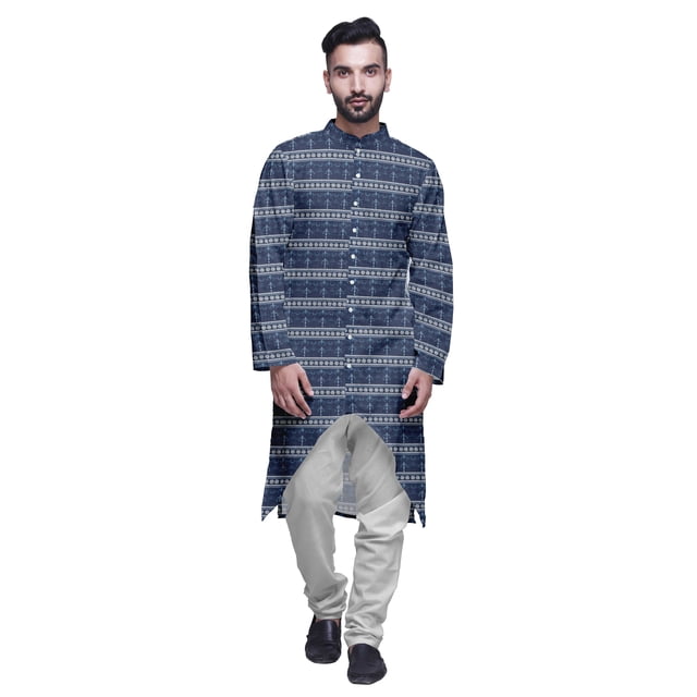 Atasi Long Sleeve Kurta Printed Button Down Asymmetric Designer Kurta For Boys