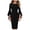 Black, variant on Lovzfmll Fashion Women Round Neck Long Sleeve Bandage High Waist Shirt Dress Navy, XL