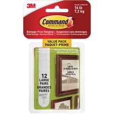 Bandes pour cadres 17206-12EF Command(MC), blanches, grandes, 24 bandes/paquet