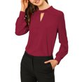 thumbnail image 2 of INSPIRE CHIC Women's Keyhole Stand Collar Pleated Back Button Blouse Tops, 2 of 6