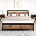 thumbnail image 2 of Bingirl Full Size Industrial Bed Platform with Headboard, Easy to Assemble, Retro Brown Mattress Frame without Box Spring, 2 of 6