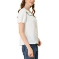 thumbnail image 4 of INSPIRE CHIC Blouse Haut à Col Peter Pan Décontracté d'Été Rétro à Manches Bouffantes pour Femme TG Blanc, 4 of 7