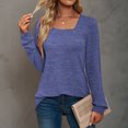 thumbnail image 2 of Plebaso Womens Square Neck Tunic Tops Pleated Long Sleeve Casual Shirts Solid Color Comfortable Blouses, 2 of 6