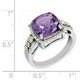 thumbnail image 2 of 925 Sterling Silver Rhodium-plated Checker-Cut Amethyst and Diamond Ring, 2 of 2