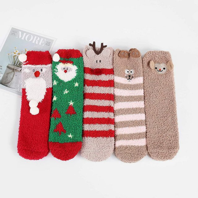 Chaussettes Douces pour Femmes Chaussettes Blanches Chaussettes Confortables Chaussettes Moelleuses pour Femmes Chaussettes en Polaire 5 Paires Blanches