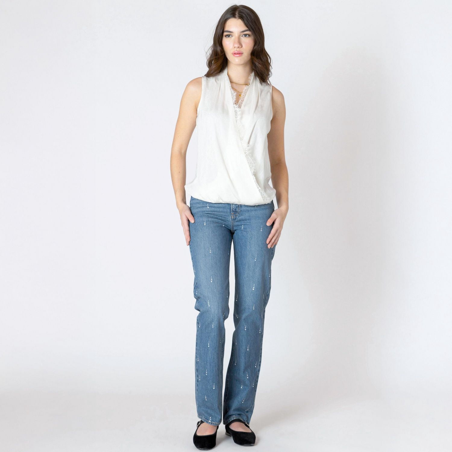 Devoted, Lace Insert Wrap Blouse, Sizes XS-XL