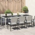 thumbnail image 1 of vidaXL Garden Table White 250x100x75 cm Poly Rattan and Tempered Glass, 1 of 4