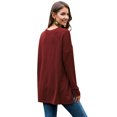 thumbnail image 3 of Innerwin T-shirt à Col Rond pour Femme T-shirt Tenue Quotidienne Couleur Unie T-shirt Ample Rouge Vin G, 3 of 4