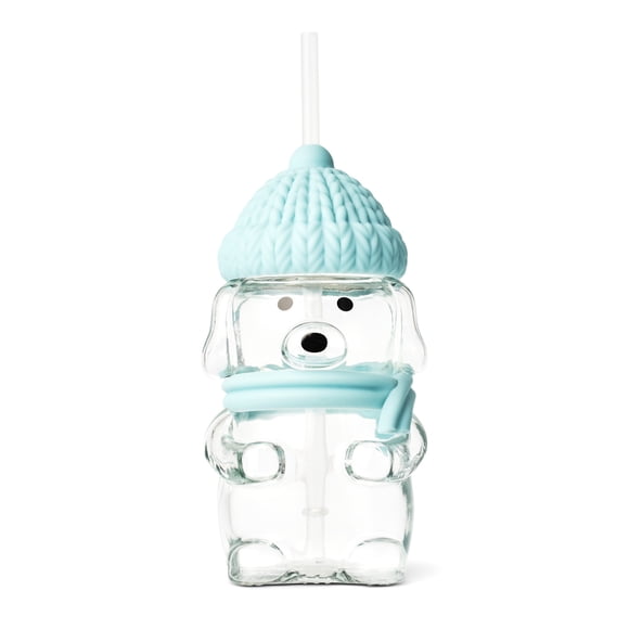 Gobelet isotherme pour chien TAL 532 ml (18 oz) avec paille, couvercle et chapeau en silicone amovible, pour boissons froides pendant les fêtes, bleu