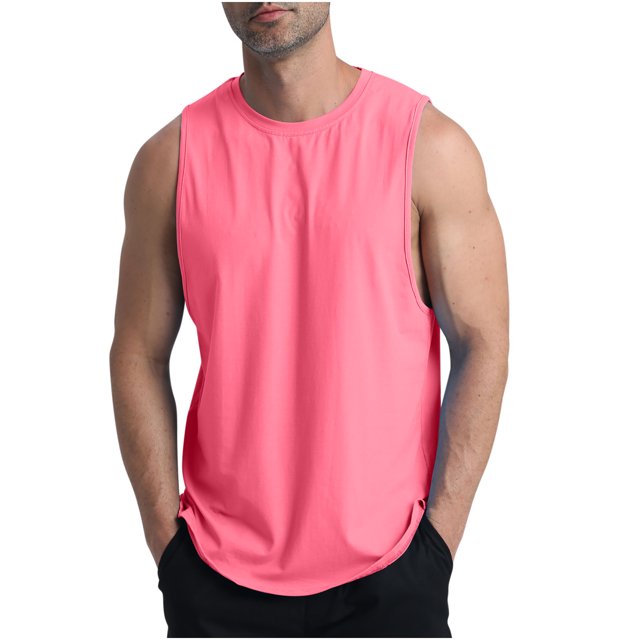 Timegard Workout Top for Women Crewneck Solid Color Sleeveless Basic Tee Breathable Athletic Shirts Top