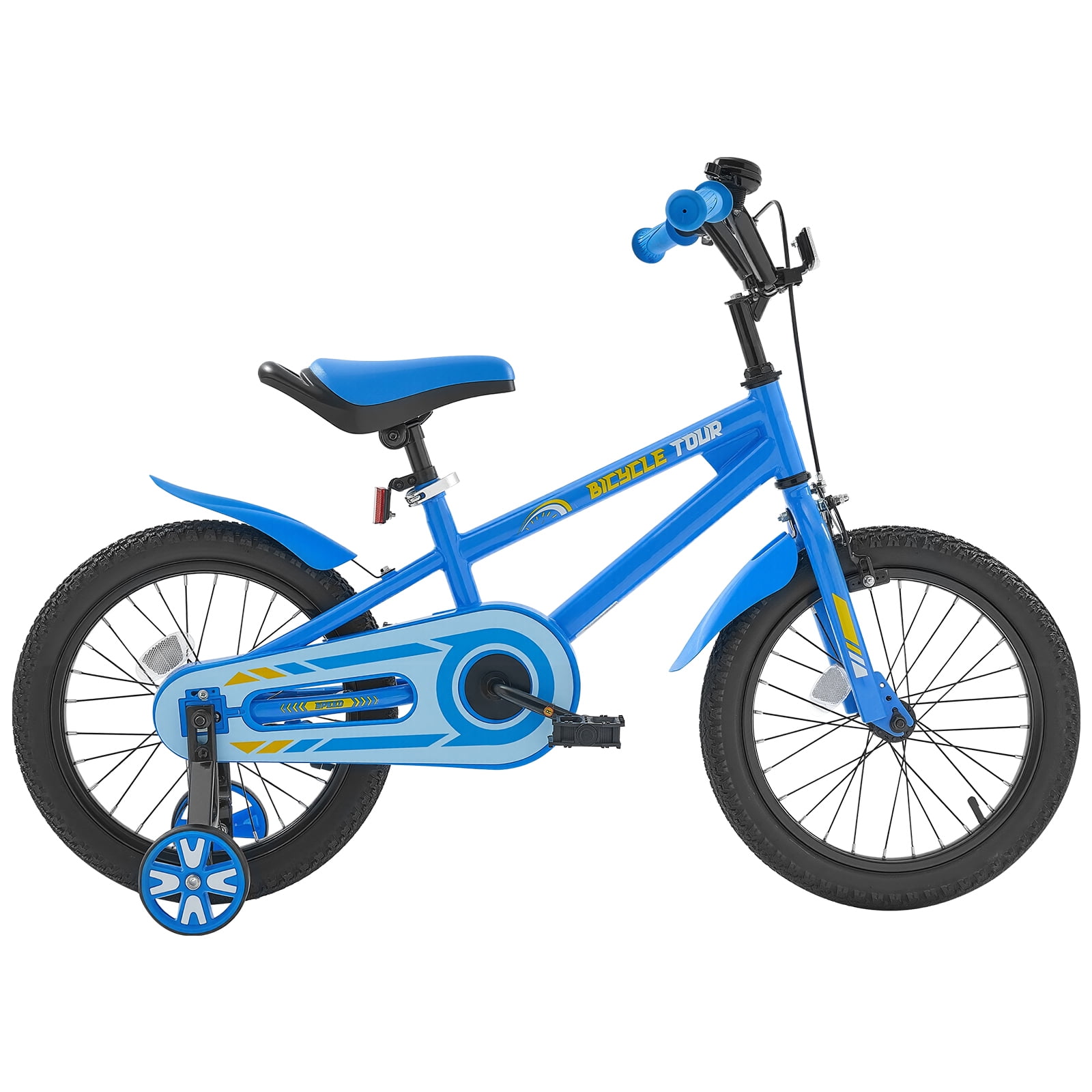 KFFKFF Kids Bike, 16 Inches BMX Style Children Bicycle, Rider Height 3.28 ft - 4.27 ft, Training Wheels Included, Sturdy and Easy to Assemble