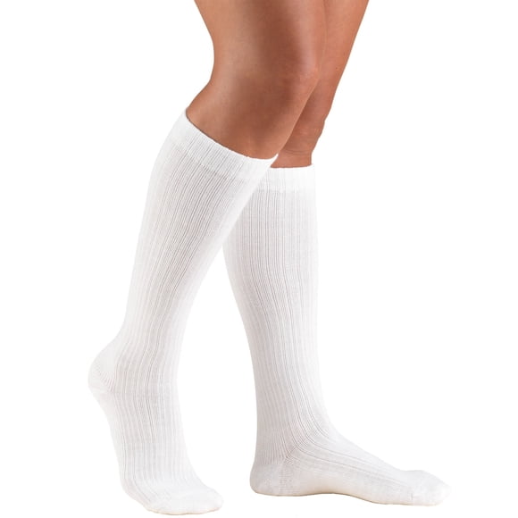 Truform Knee High Casual Socks: 10 - 20 mmHg, White, Medium