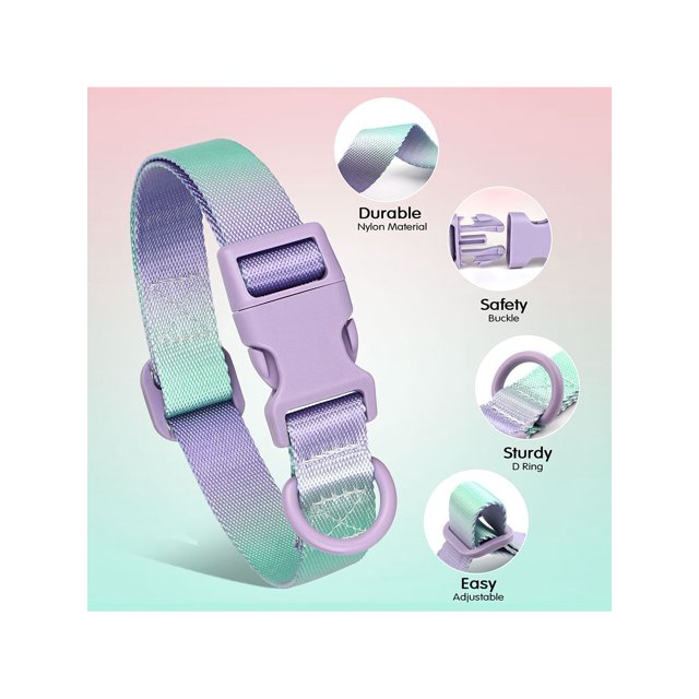 1pc Purple Ombre Nylon Woven Dog Collar