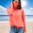 thumbnail image 2 of BiZtdJrK Womens Long Sleeve Rash Guard Hiking Tops with Mask Summer Lightweight Beach Sun Protection Shirts Vacation Outfits Watermelon Red L Mothers Day Gifts, 2 of 6
