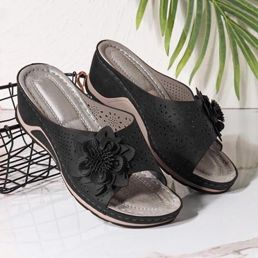 HKEJIAOI Womens Sandals Woman Fish Mouth Collection Leather Soft Footbed Orthopedic Arch-Support Sandals