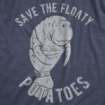 thumbnail image 2 of Womens Save The Floaty Potatoes T Shirt Funny Manatee Conservation Tee (Heather Navy) - M, 2 of 4