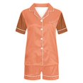 thumbnail image 4 of Yuyuzo Pajama Sets for Women 2 Piece Short Sleeve Button down Shirts Lounge Sets Color Block Soft Pj Sets, 4 of 5