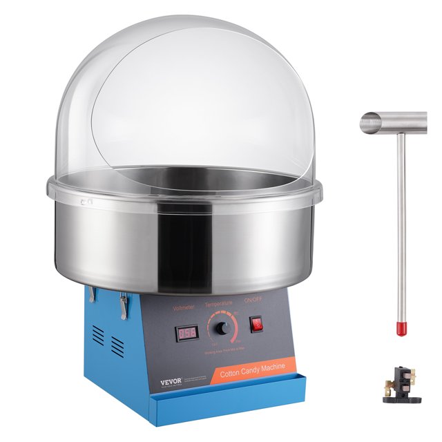 VEVOR Machine à Barbe à Papa Commerciale Fabricant de Fil Dentaire 1000W avec Couvercle Bleu