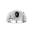 thumbnail image 1 of RYLOS Mens Rings Sterling Silver Ring 6X4MM Oval Shape Gemstone & Diamond Ring Black Star Sapphire March Birthstone Rings For Man Silver Rings, Size 10, 1 of 7