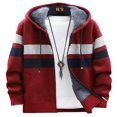 thumbnail image 1 of Men’s Full Zip Hoodies Long Sleeve Striped Print Knit Cardigan Sweater, 1 of 4