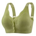thumbnail image 1 of Fgnfyis Women's Solid Color Lace Pattern Front Buckle Non Underwire Tank Top Bra Womens Bras Green XXL, 1 of 7