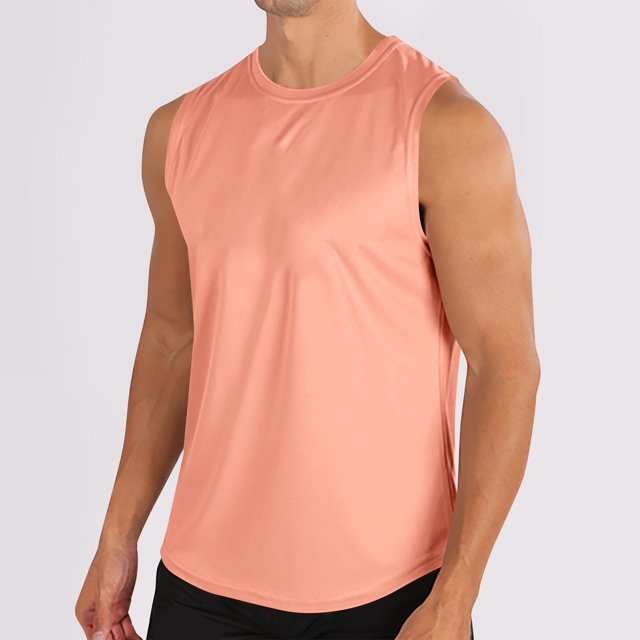 Jusqu'à 50 % de Rabais Horkkom Débardeur pour Homme Été Couleur Unie Col Rond Chandails de Musculation Décontracté Extérieur Entraînement Sans Manches