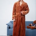 thumbnail image 4 of LSLJS Thick Flannel Color Lapel Home Clothes Long Sleeved Hooded Robe Coat, Robes Gifts for Women, 4 of 5