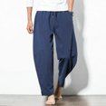 thumbnail image 2 of CHUANK Men‘s Trousers Cotton Linen Fashion Casual Pants Solid Color Breathable Loose Shorts Straight Drawstring, 2 of 6
