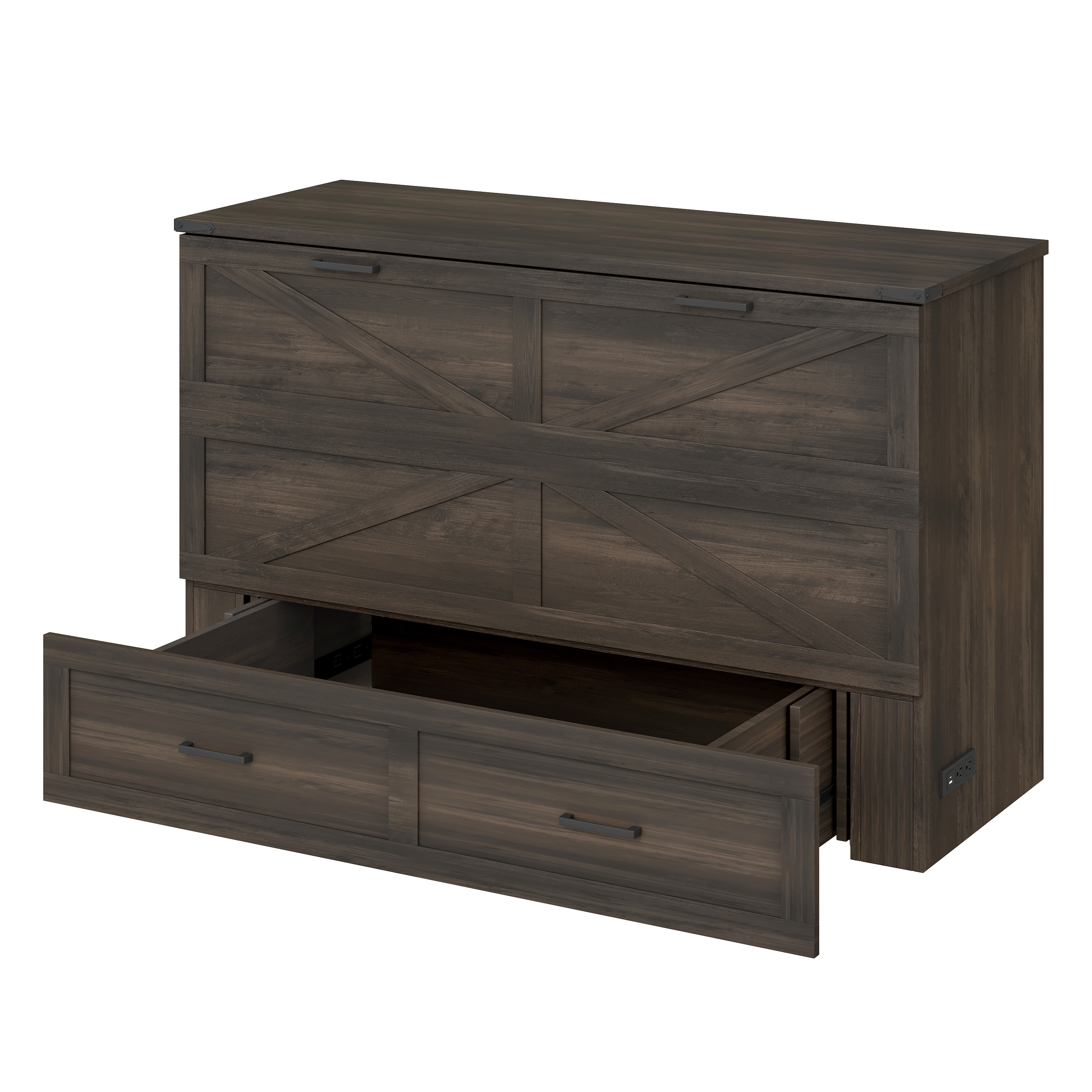 Lit escamotable Noble House, de style ferme, gris, 3 places, avec station de recharge