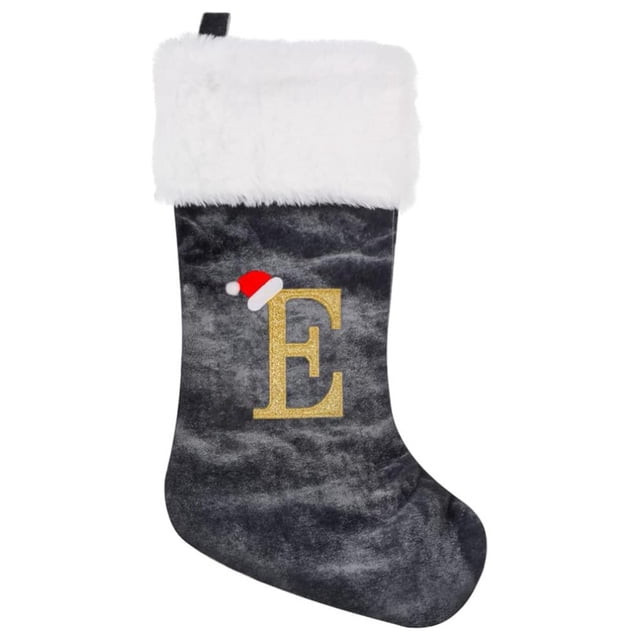 SUTENGDA 20 Inches Monogram Christmas Stockings Red Velvet with White Super Soft Plush Cuff Embroidered Xmas Stockings Classic Personalized Stocking Decorations for Family Holiday Season