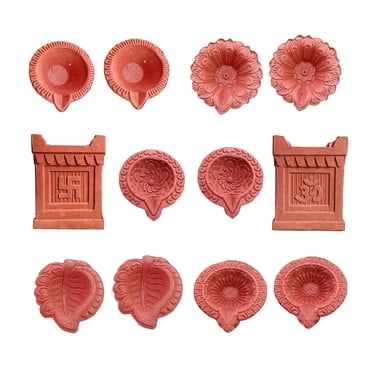 Traditional Tulsi Diya |Clay Oil Lamps 12 Peices