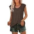 thumbnail image 2 of Timegard Débardeurs pour Femmes Col Rond Manches Courtes Confortables Été Décontracté Amples Chemises Hauts Blouse T-Shirt Basique, 2 of 6