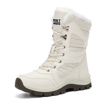 Kcodviy Bottes d'Hiver pour Femmes Bottes de Neige pour Femmes Semelle Épaisse Antidérapantes Bottes de Neige pour Femmes Mollet Extra Grand Tige à Lacets Bottes de Marche Hautes pour Femmes Chaudes et Confortables Bottes de Ski pour Femmes