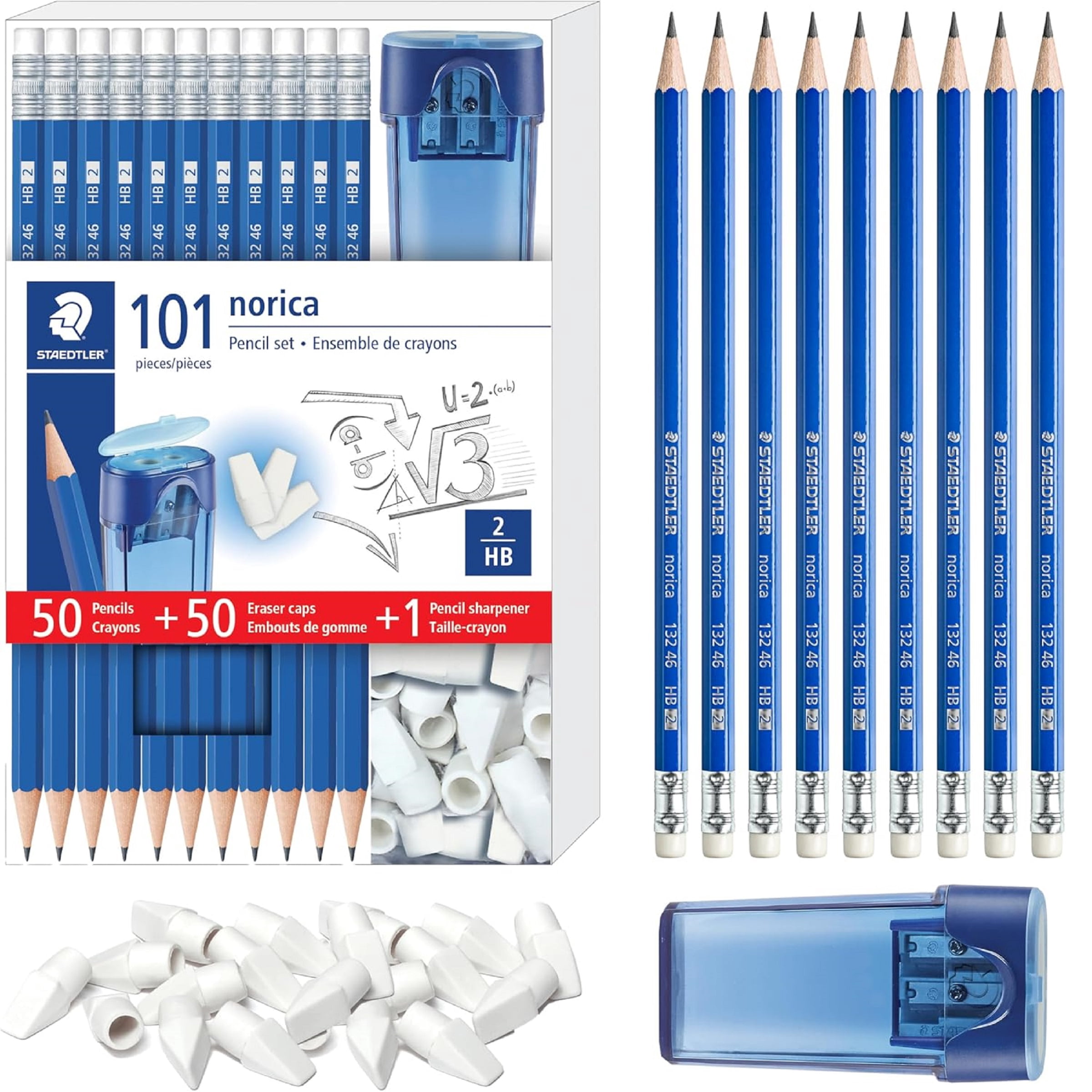 Staedtler Norica Pencil Set - 50 Pre-Sharpened #2 HB Pencils with