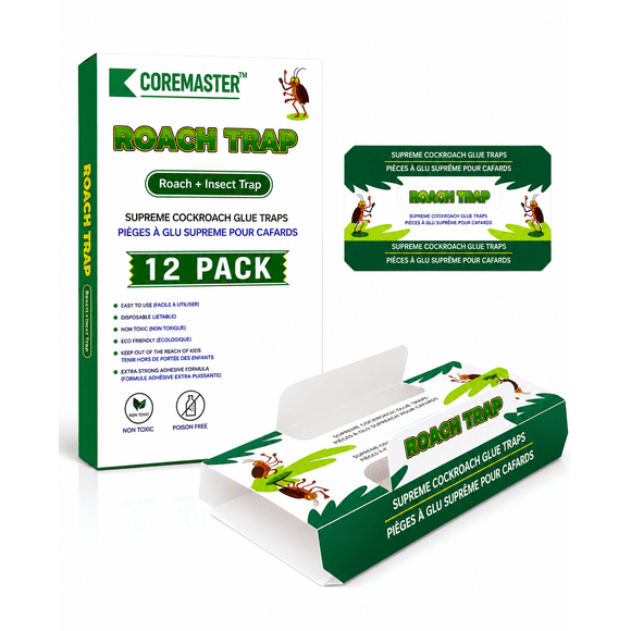 Pièges à Cafards, Lot de 12, Grands et à Entrées Multiples avec Adhésif Extra Puissant, Piège à Cafards à Colle Collante pour Usage Intérieur, Pièges à Colle Collante pour Insectes, Sécuritaires pour la Famille, Faciles et Prêts à Utiliser