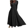 thumbnail image 2 of Pisexur Robe à Manches Longues à Col en V pour Femme Automne Hiver Décontractée Ample Couleur Unie Robe Longue à Manches Longues à Col en V Robe pour Femme, 2 of 6