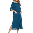 thumbnail image 1 of MeetoTime Robe pour Femmes à Fermeture Éclair devant, Robe de Maison, Chemise de Nuit à Manches 3/4, Longueur Complète, Tenue de Détente pour Dames avec Poches, 1 of 6