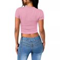 thumbnail image 4 of Yuyuzo Hauts de Sortie pour Femmes Manches Courtes Haut Court Col Rond T-Shirts Basiques Ajustés Extensibles, 4 of 7