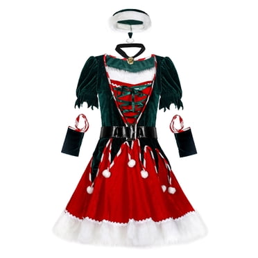 Robe de Noël pour Femmes Père Noël Costume Madame Noël Cosplay Déguisement Tenues TG