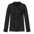 thumbnail image 5 of Qertyioot Chemise Sans Poche en Velours Doré Rétro à Col en V Uni pour Femmes, Manches Longues, 5 of 5