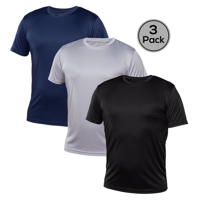 Blank Activewear Lot de 3 T-Shirts pour Hommes, Tissu de Performance à Séchage Rapide