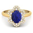 thumbnail image 1 of Bague de Fiançailles pour Femme en Argent 925 Plaqué Jaune, Forme Ovale 8x6 mm Lapis, 1 of 4