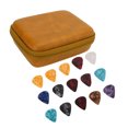 thumbnail image 3 of Guitar Pick Bag Set, Guitar Picks Holder Large Space Easy To Carry Shock Proof Scratch Resistant  For Storage Yellow With Strap, 3 of 8