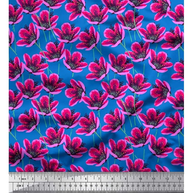 Soimoi Poly Georgette Fabric Artistic Floral Decor Fabric Printed Yard 52 Inch Wide